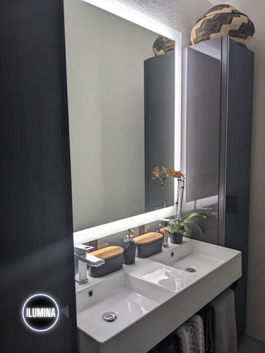 Modern Rectangular LED Bathroom Mirror 100x50cm 5