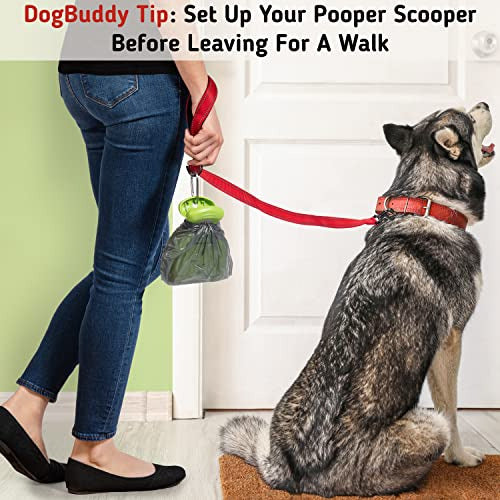 Dogbuddy Pooper Scooper, Portable Dog Poop Scooper, Sanitary Dog Waste Pick Up, Heavy Duty Dog Waste Cleaner With Bag Dispenser, Dog Leash Clip And Pooper Scooper Bags Included (Large, Kiwi) 4