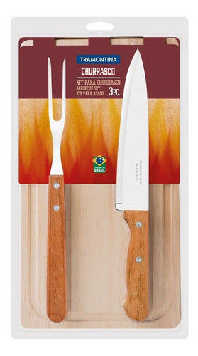 Tramontina Barbecue Set with Wooden Cutting Board 3pcs 1