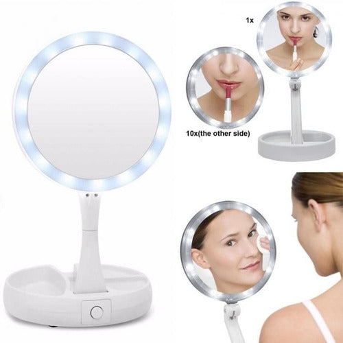 GRUPOFERTA Double Sided LED Lighted Folding Makeup Mirror 3