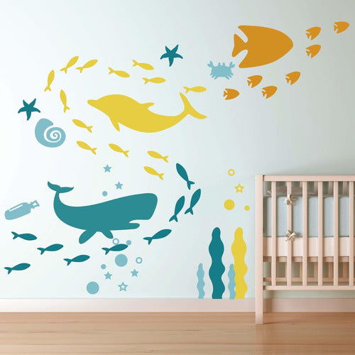 Vinilo Decorativo Pared [7svcy94q] Oceano Peces 0