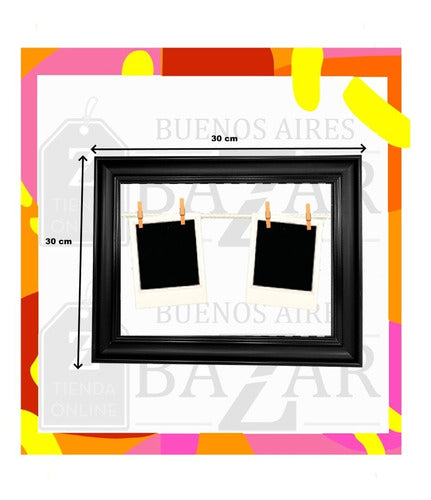 Decorative Wooden Picture Frame with Clips for Photos 30x30 9