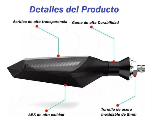 Par Giros Guiños Progresivos Moto Ahumado Ambar Led Dzz 2