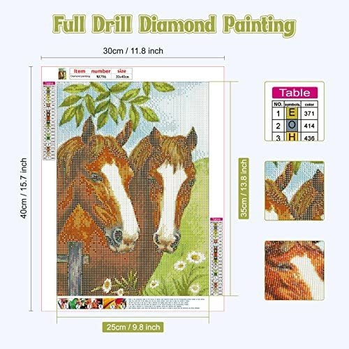 NAIMOER 5D Diamond Painting Horse Kits, Full Drill Round Diamond Arts Twin Horse For Adults Gem Painting, Diamond Painting Animals Gifts For Home Wall Decor 11.7x15.8 Inch Horse 1