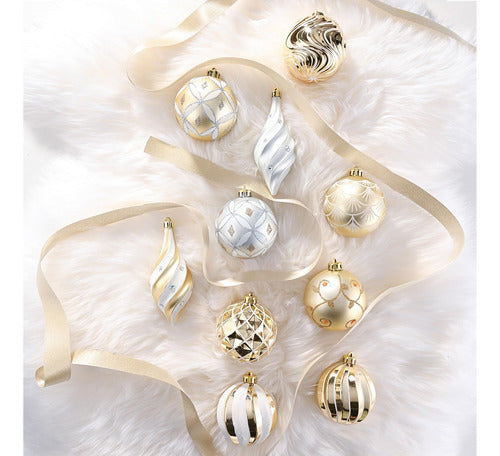 Valery Madelyn Christmas Tree Ornaments Golden Silver Balls 40 Count 1