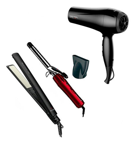 GA.MA Combo Hair Dryer + Gama Flat Iron + Remington Curling Iron 0