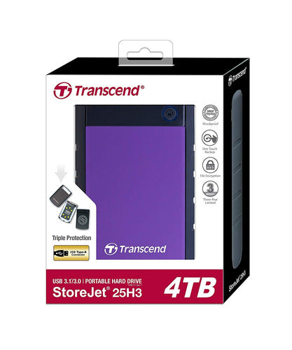 Transcend 4TB StoreJet 25H3 2.5 Inch USB 3.0 Portable Hard Drive 2