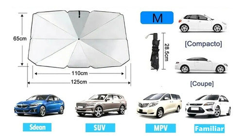 Parasol De Auto Parabrisas Forma De Paraguas Sol Portatil 1