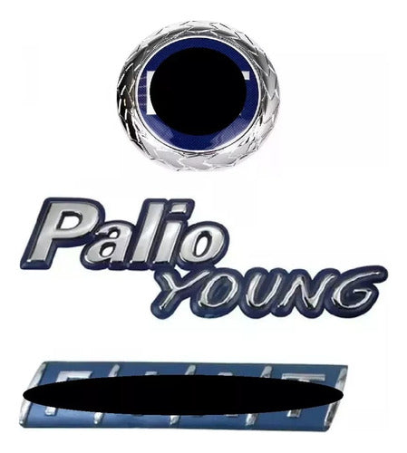 Kit Emblema Fiat Palio Young + Mala + Capo Azul 2001 2002 0