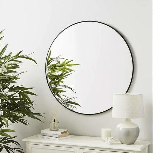 Round Circular Mirror 80cm with Frame and Installation Kit 2