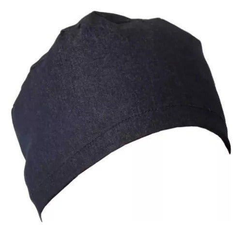 Jean Kitchen Chef Hat Bandana Adjustable Straps Dark Blue Gastronomy Uniform Headwear 2