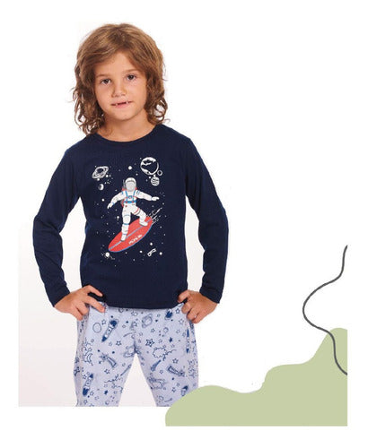 Mumi Dolls Boys' Long Sleeve Pajama Set with Pants - Space Collection - ART.8011 1