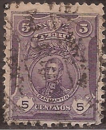 Antiguo Sello Peru 5 Centavos San Martin 1909 0