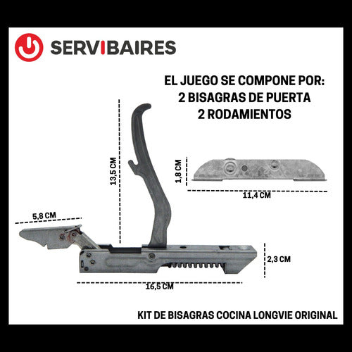 Kit Bisagras Soporte Puerta Horno Cocina Longvie H5900xf 1