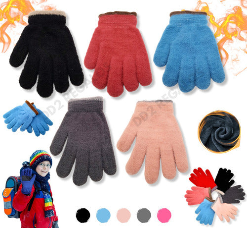 Warm Thermal Frizzed Gloves for Kids - Medium Size Winter Cozy 1