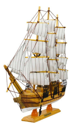 Miniatura Barco Navio Veleiro Madeira Linhas Vinho Base Bran 1