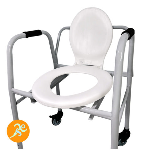 Adjustable Orthopedic Toilet Riser with Large Wheels and Backrest 4