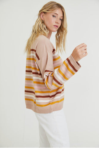 Colorful Striped Round Neck Sweater by Nano #SW2408 7