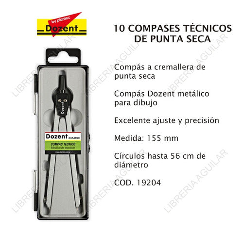 10 Compas Tecnico Dozent 19204 Punta Seca Cremallera Metalic 1