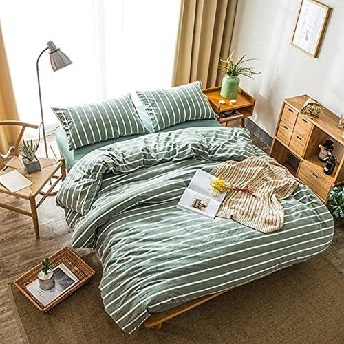 Doneus Cotton Washed Green Duvet Cover Twin 0