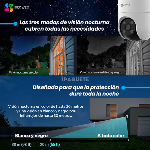 Kit 2 Cámaras Seguridad Ezviz Ip Wifi Domo 360 Exterior 2mp 5