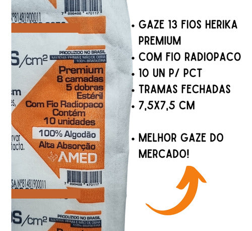 Compressa Gaze Estéril Pacote C/ 500 Unidades 13 Fios Anvisa 1