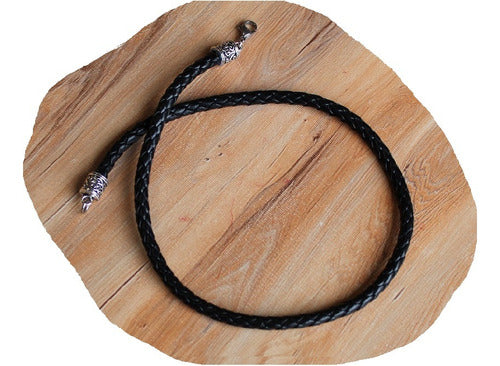 Braided Leather Choker Necklace - 40 cm Long Collar 0