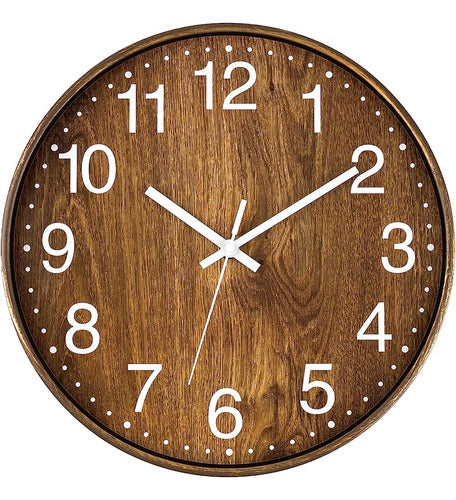 Reloj De Pared De Madera Lumuasky, Reloj Redondo Silencioso 0