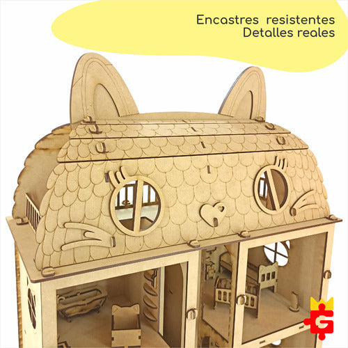 Casa Casita De Muñecas Gatito Purrfect Con Instrucciones 4