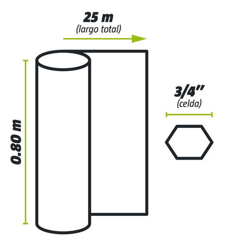 Tejido Malla Hexagonal Galv. 3/4' X 0.80 Mt. X 25 Mts Kroner 1