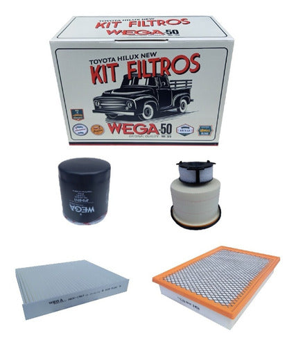 Wega Gulf Kit 4 Filtros Toyota Hilux + Aceite Gulf 5w30 Motor 2.4 2.8 1