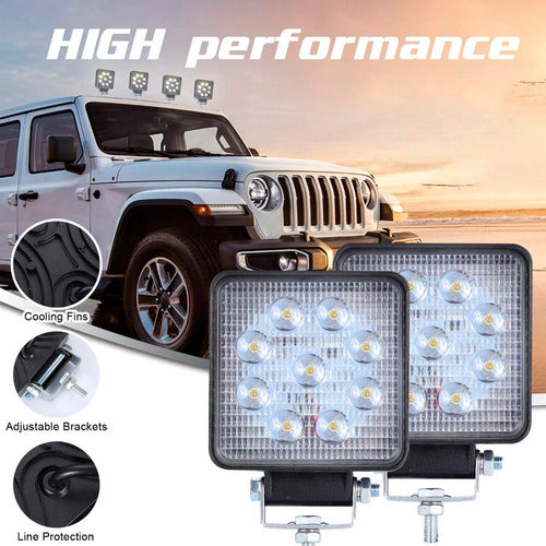 MS LED Light Kit 2 Square 9 Leds Auto 4x4 Truck Agro Off Road 12v 24v 1