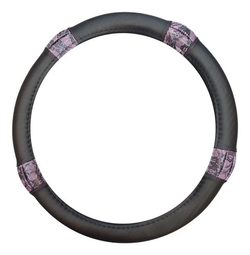 Iael 38cm Black Steering Wheel Cover with Purple Print 0