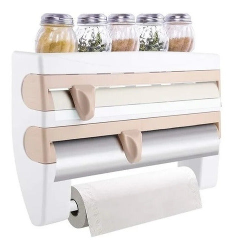 Kitchen Paper, Film, and Aluminum Foil Holder with Cutter Shelf 1
