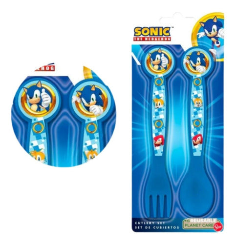 Stor Sonic Set X 2 Cubiertos Cuchara Y Tenedor Infantil 0