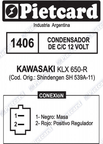 Condenser 12V Kawasaki KLX 650-R Pietcard 1406 4