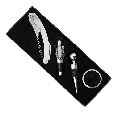 Wine Accessories Set Kit in Box 4 Pieces Stainless Steel 0