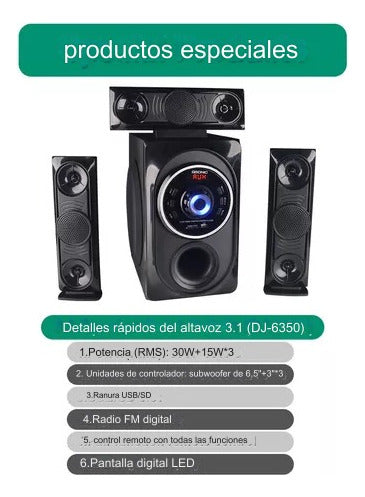 Sonic Home Theatre 3.1 Woofer Powerful USB Bluetooth AUX FM SD EQ 1