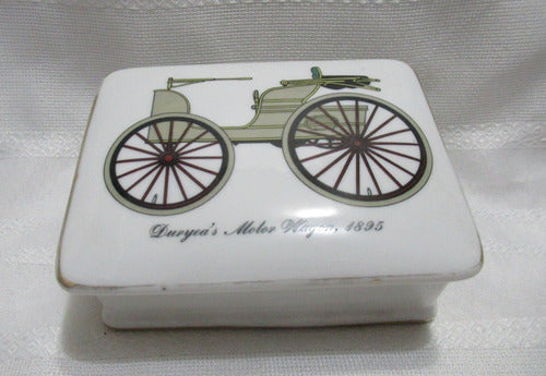 Alhajero Caja Porcelana Diseño Auto Antiguo Motor Wagon 1895 0