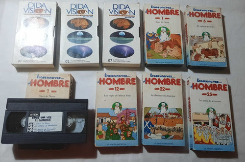 Lote 9 Vhs Video Dida Visión Y Erase Una Vez El Hombre 0