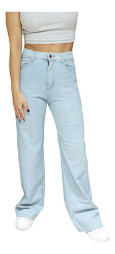 Khoni Jeans Wideleg Celeste Semi Elastizado 2