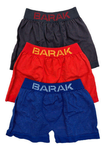 Pack of 6 Barak Cotton Striped Seamless Boxer Briefs Size 12-16 0