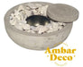 Cement Bowl Ethanol Burner with Marble Stones - Artisanal Decorative Piece 1