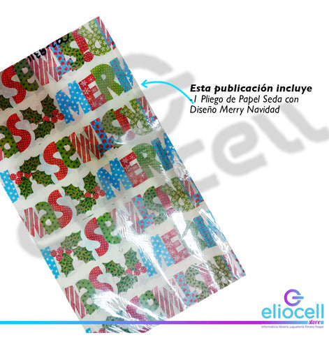 Genérica Papel Seda Barrilete Diseño Merry Navidad 1