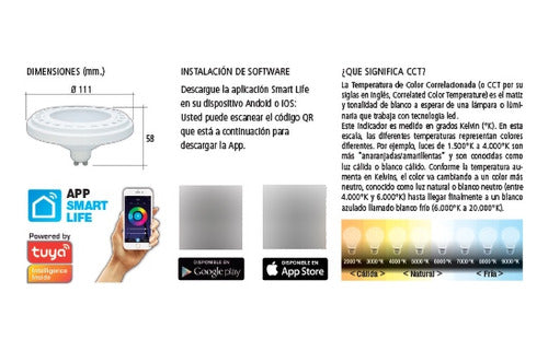 TBCin Foco Led Ar111 Smart Wifi App 15w Luz Fría Cálida Y Neutra 2