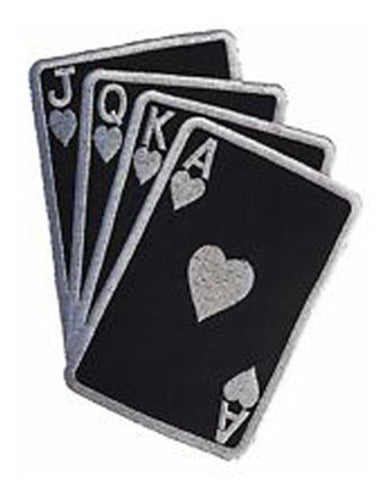 Parche Aplique Bordado Poker Cartas Casino Escalera Negra 0