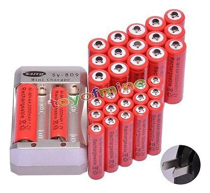 16pcs Aa 3000mah + 16pcs Aaa 1800mah Ni-mh Recargable Baterí 1