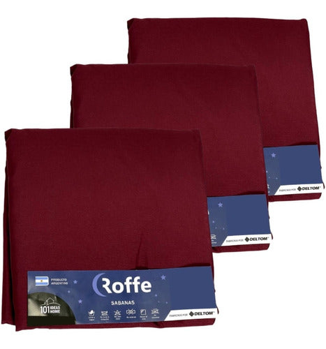 Pack of 3 Adjustable Queen Size Sheets 220 X 240 Cm - Roffe 25