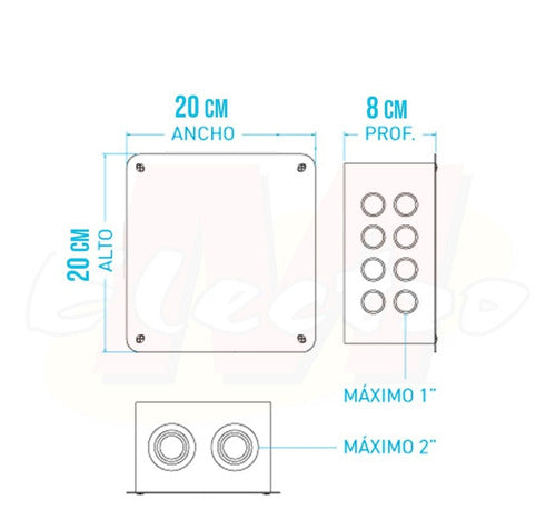 Forli Tablero Chapa 20x20x8 De Paso Electro Medina 2