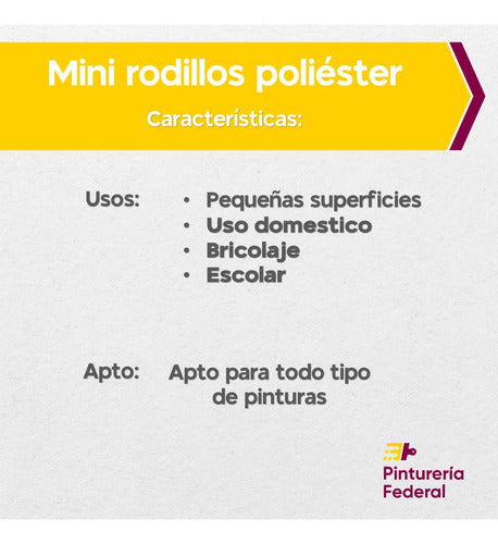 Matezz Pack Mini Rodillo Poliéster 5 Cm X 6 Unidades 4